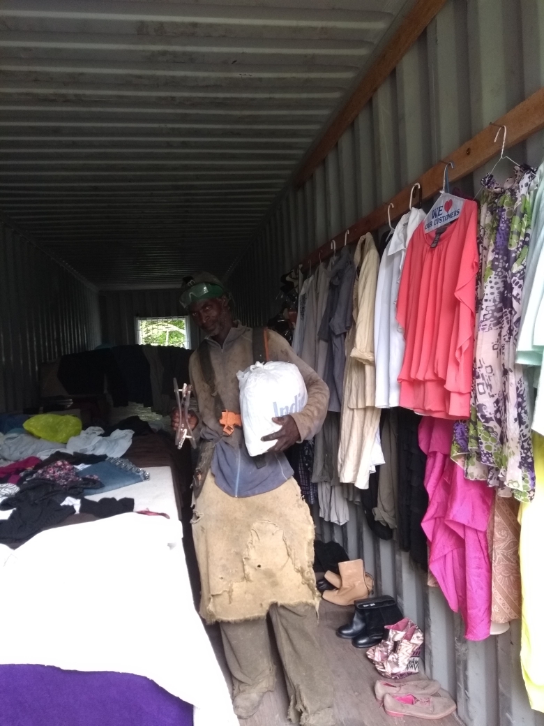 Man inspecting an item